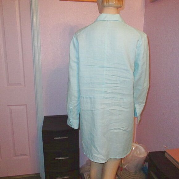 Symple 100% Linen Top Size M Tunic Button Up High Low Lagenook Beachy Coastal - Picture 10 of 12